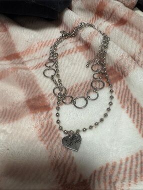 Layered Silver-Tone Chain Necklace with Heart Charm